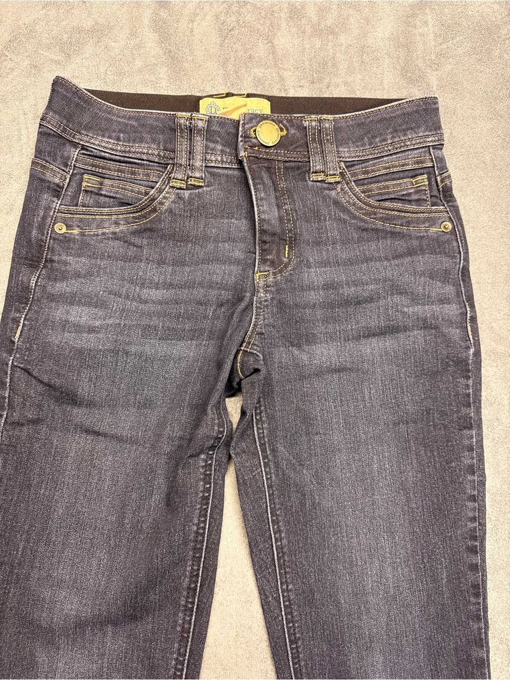 Democracy Women’s Dark Gray Stretch Jeggings with Yellow Stitching